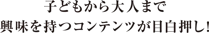 子どもから大人まで興味を持つコンテンツが目白押し！